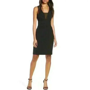NWT Mesh plunging neckline little black dress